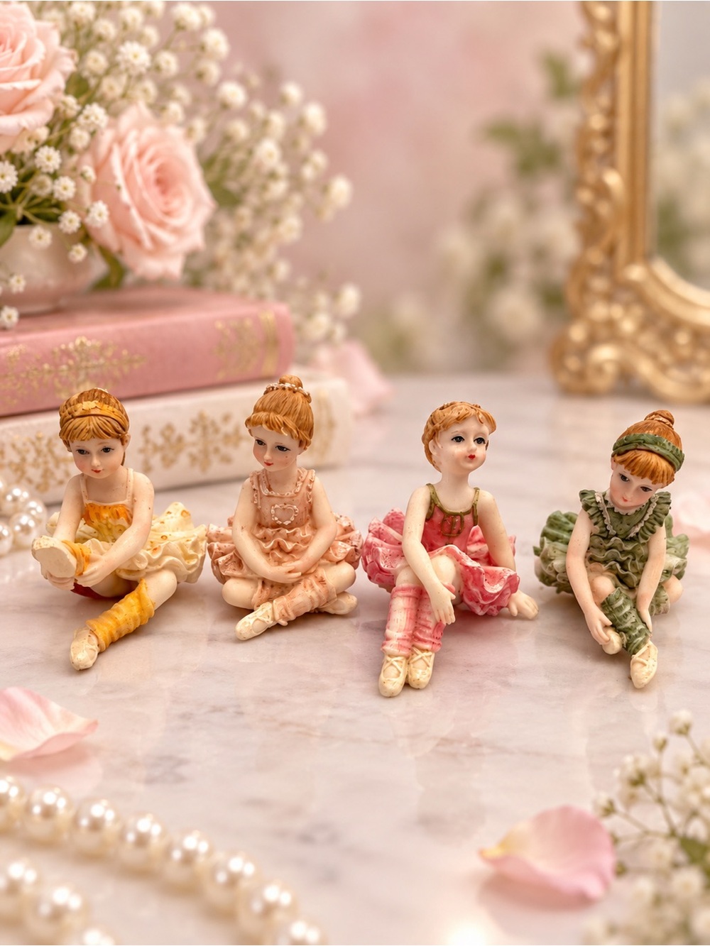Porcelain Ballerina Figurine Set of Four